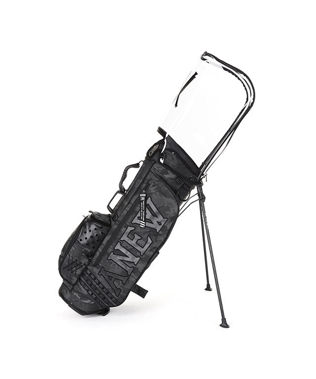 ANEW Golf Dark Camo Stand Bag in Black, showcasing its stylish design and lightweight structure.