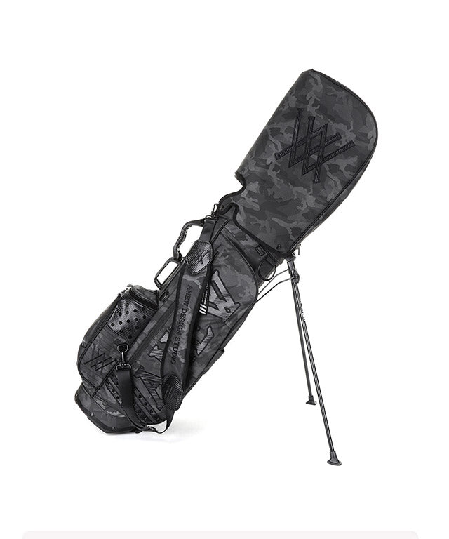 ANEW Golf Dark Camo Stand Bag in Black, showcasing its stylish design and lightweight structure.