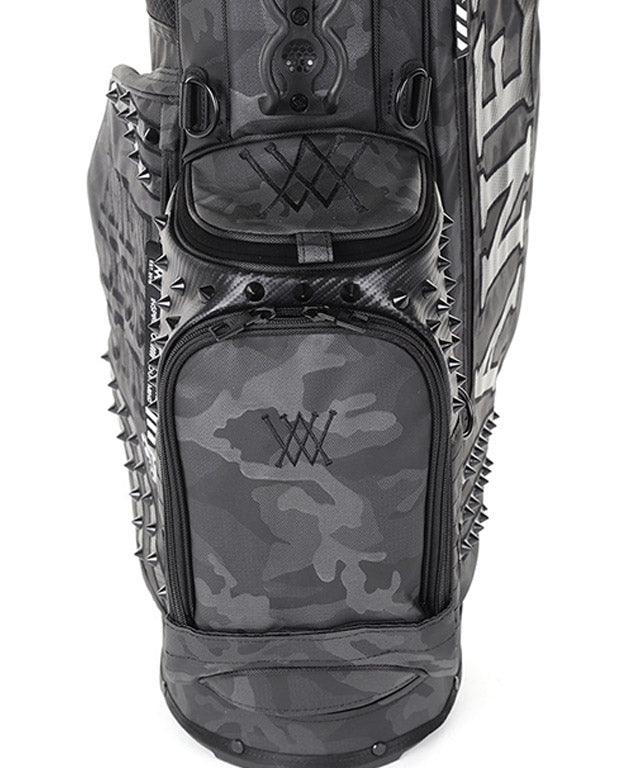ANEW Golf Dark Camo Stand Bag in Black, showcasing its stylish design and lightweight structure.