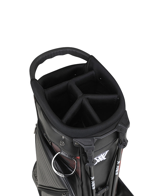 ANEW Golf Indie Camo Stand Bag in Red featuring a unique polar camo pattern and durable faux leather material.
