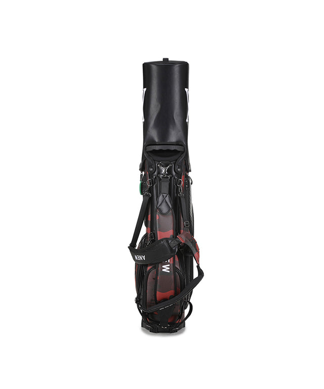 ANEW Golf Indie Camo Stand Bag in Red featuring a unique polar camo pattern and durable faux leather material.