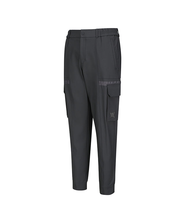ANEW Golf Men Cago Jogger L/PT in Dark Gray, featuring a stylish diagonal pattern and shibori detailing at the back hem.