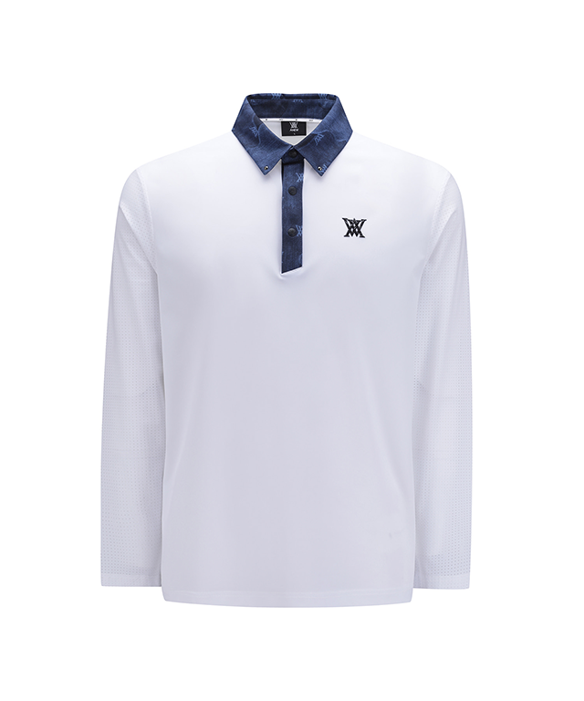 ANEW Golf Men Sleeve Ventilation Cold Fabric Long T-Shirt in White, showcasing its breathable design and stylish appearance.