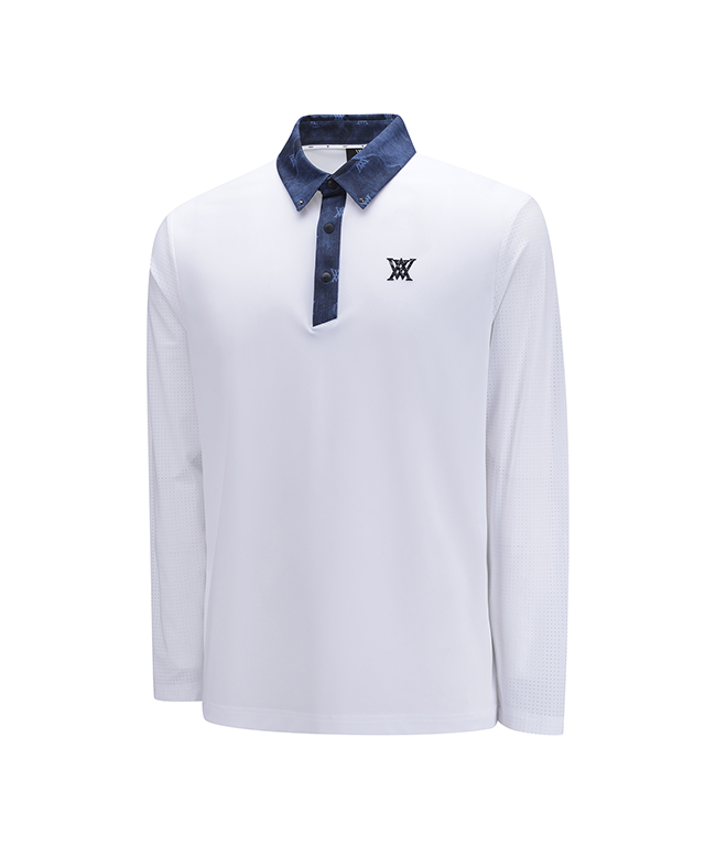 ANEW Golf Men Sleeve Ventilation Cold Fabric Long T-Shirt in White, showcasing its breathable design and stylish appearance.