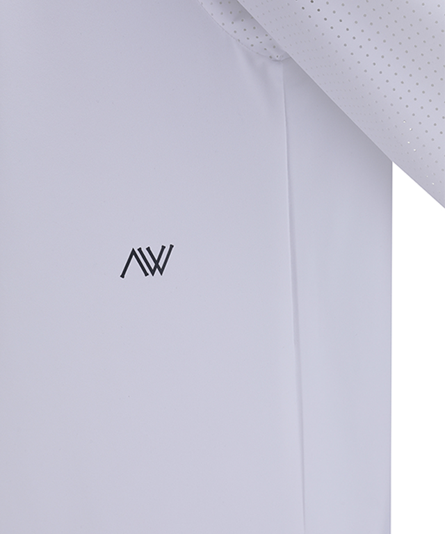 ANEW Golf Men Sleeve Ventilation Cold Fabric Long T-Shirt in White, showcasing its breathable design and stylish appearance.