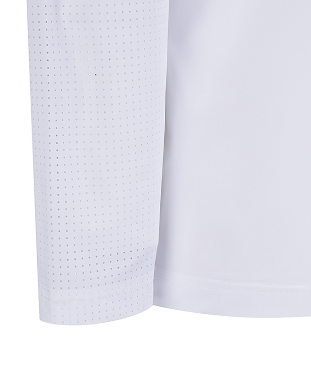 ANEW Golf Men Sleeve Ventilation Cold Fabric Long T-Shirt in White, showcasing its breathable design and stylish appearance.
