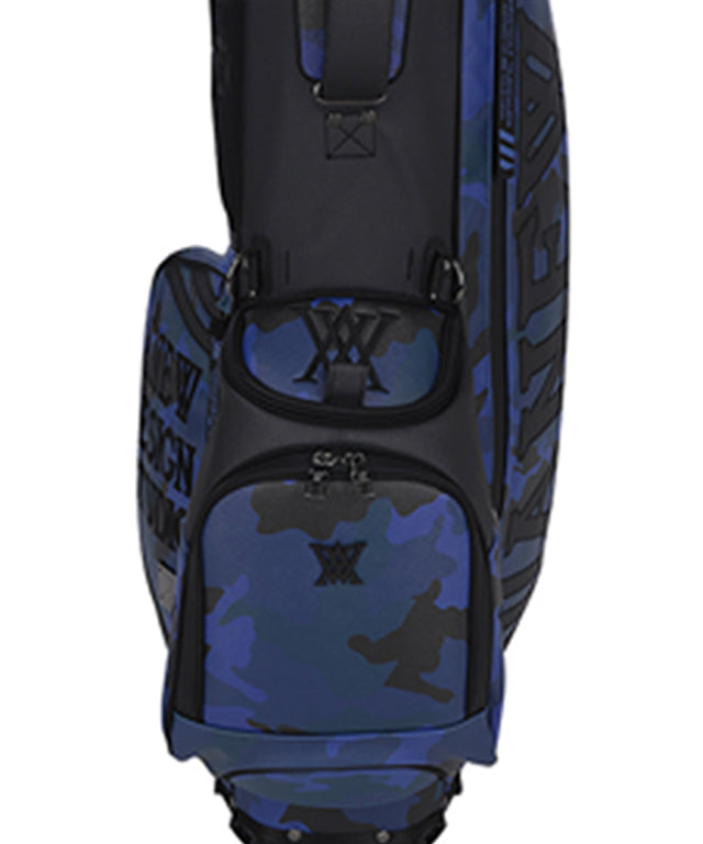 ANEW Golf Shining Camo Stand Bag in Blue, showcasing its stylish design and durable synthetic leather material.