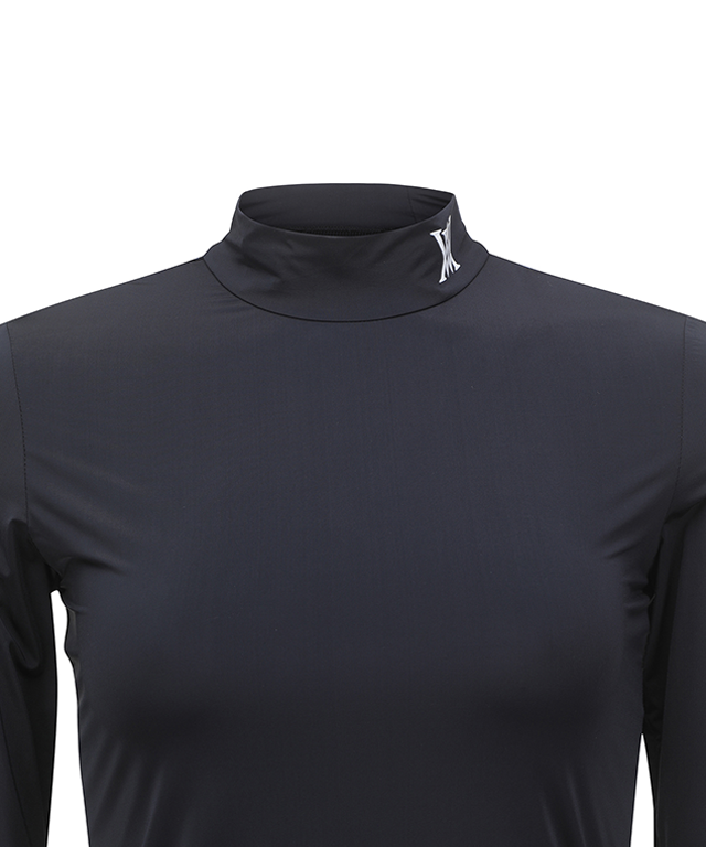 ANEW Golf Women Cold Fabric High Neck T-Shirt in Black, showcasing its stylish design and high neck feature.