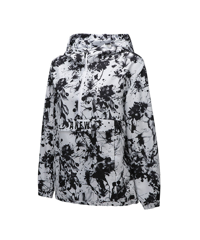 ANEW Golf Women's DTP Point Hoody Jacket in White, featuring a casual hood and adjustable hem string.