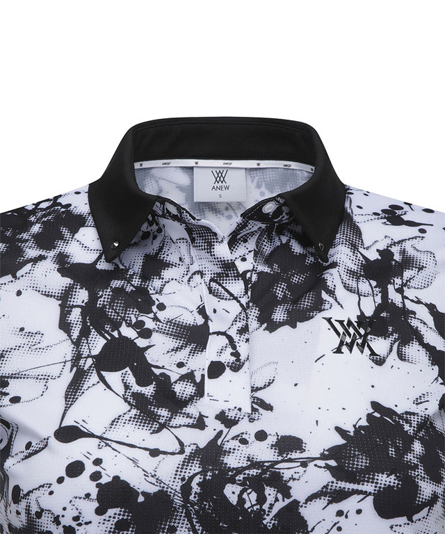 ANEW Golf Women Flower Pattern Short T-Shirt in White featuring floral design and comfortable fit.