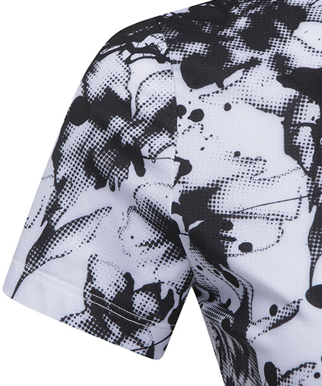 ANEW Golf Women Flower Pattern Short T-Shirt in White featuring floral design and comfortable fit.