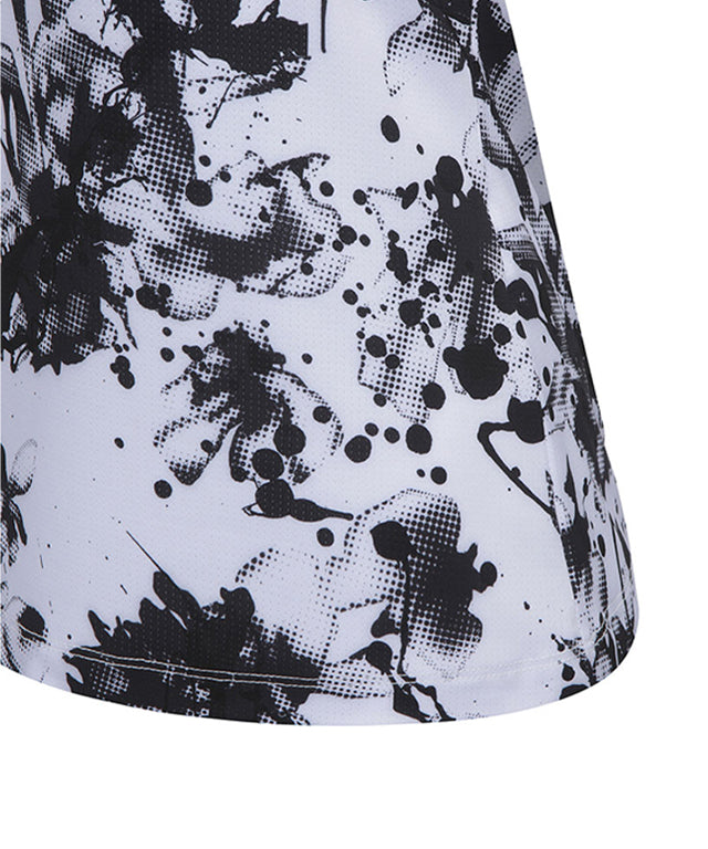 ANEW Golf Women Flower Pattern Short T-Shirt in White featuring floral design and comfortable fit.