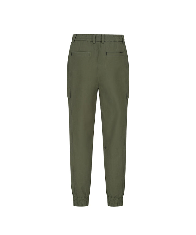 Women Incision Pocket Jogger Long Pants in black with unique incision pocket design and adjustable waistband.