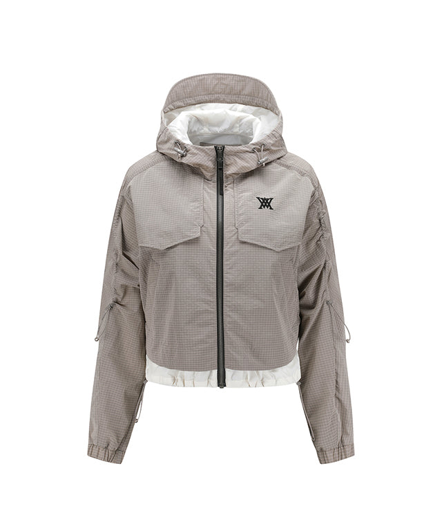 ANEW Golf Women's Ribstop Hoody Windbreaker Jacket in a stylish design, featuring a visor hood and adjustable drawstrings.