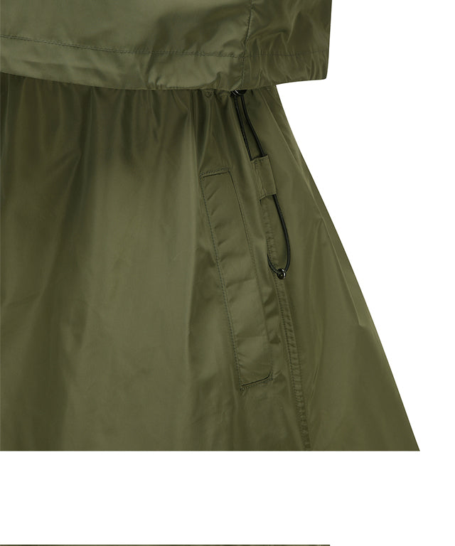 ANEW Golf Women Shoulder Control Band Flaer Lon in Khaki, showcasing adjustable suspender-style design and wide flare bottom.