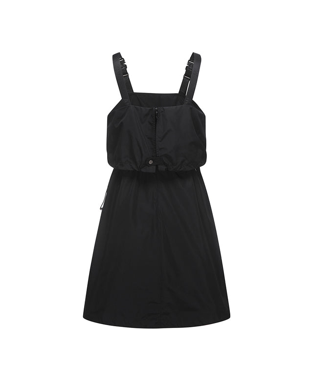 Women Shoulder Control Band Flaer Long OPS in Black, featuring adjustable straps and a wide flare bottom design.