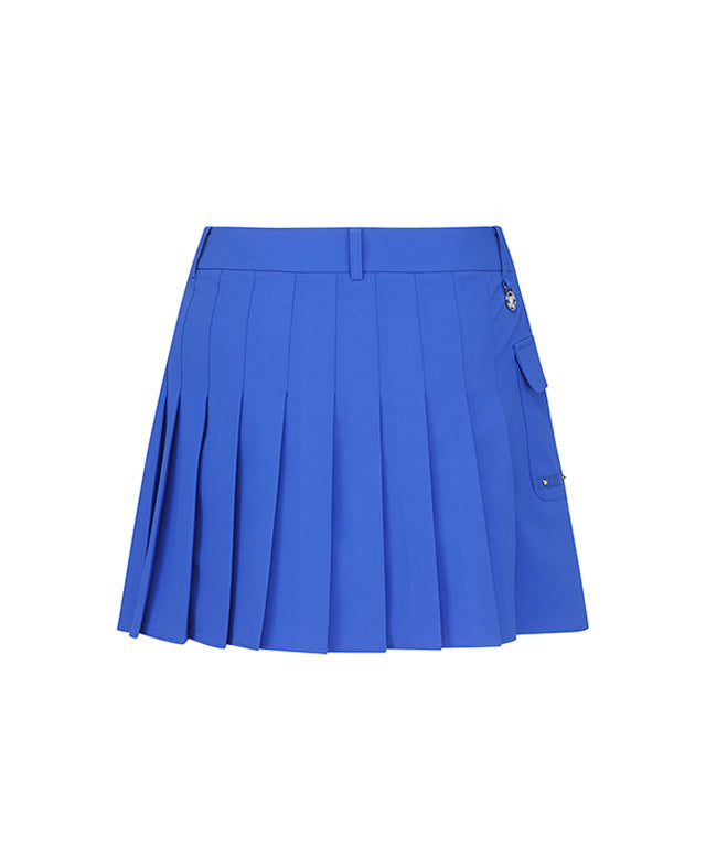 ANEW Women's Mini Pocket Point Pleated Skirt in Blue, featuring pleats and an outer pocket for convenience.