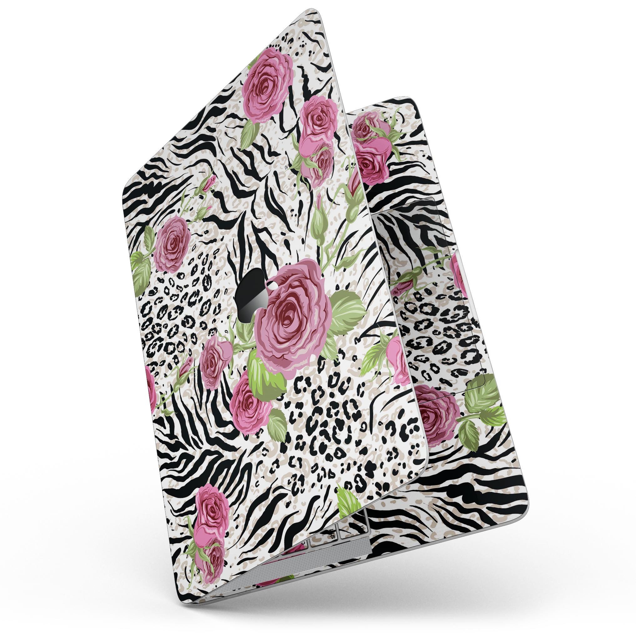 Animal Vibe Floral skin kit for 13" MacBook Pro without Touch Bar, showcasing vibrant floral design on premium vinyl.