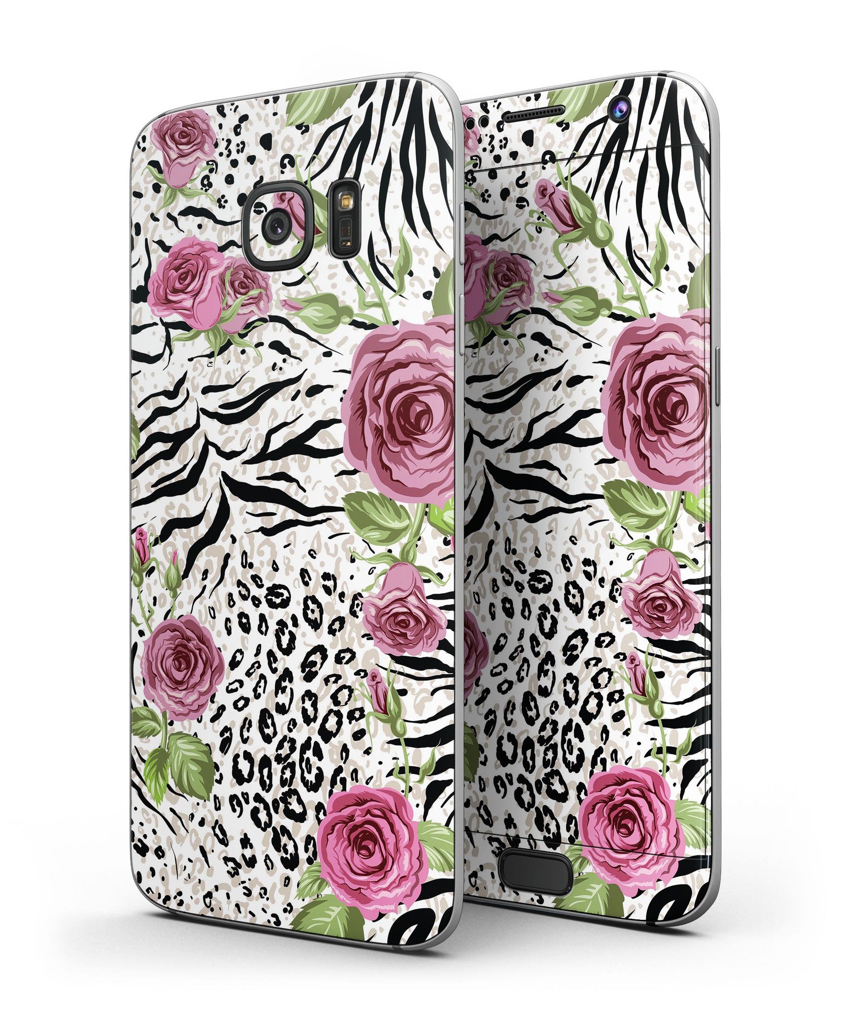Animal Vibe Floral Full Body Skin-Kit for Samsung Galaxy S7, showcasing vibrant floral design and premium vinyl material.