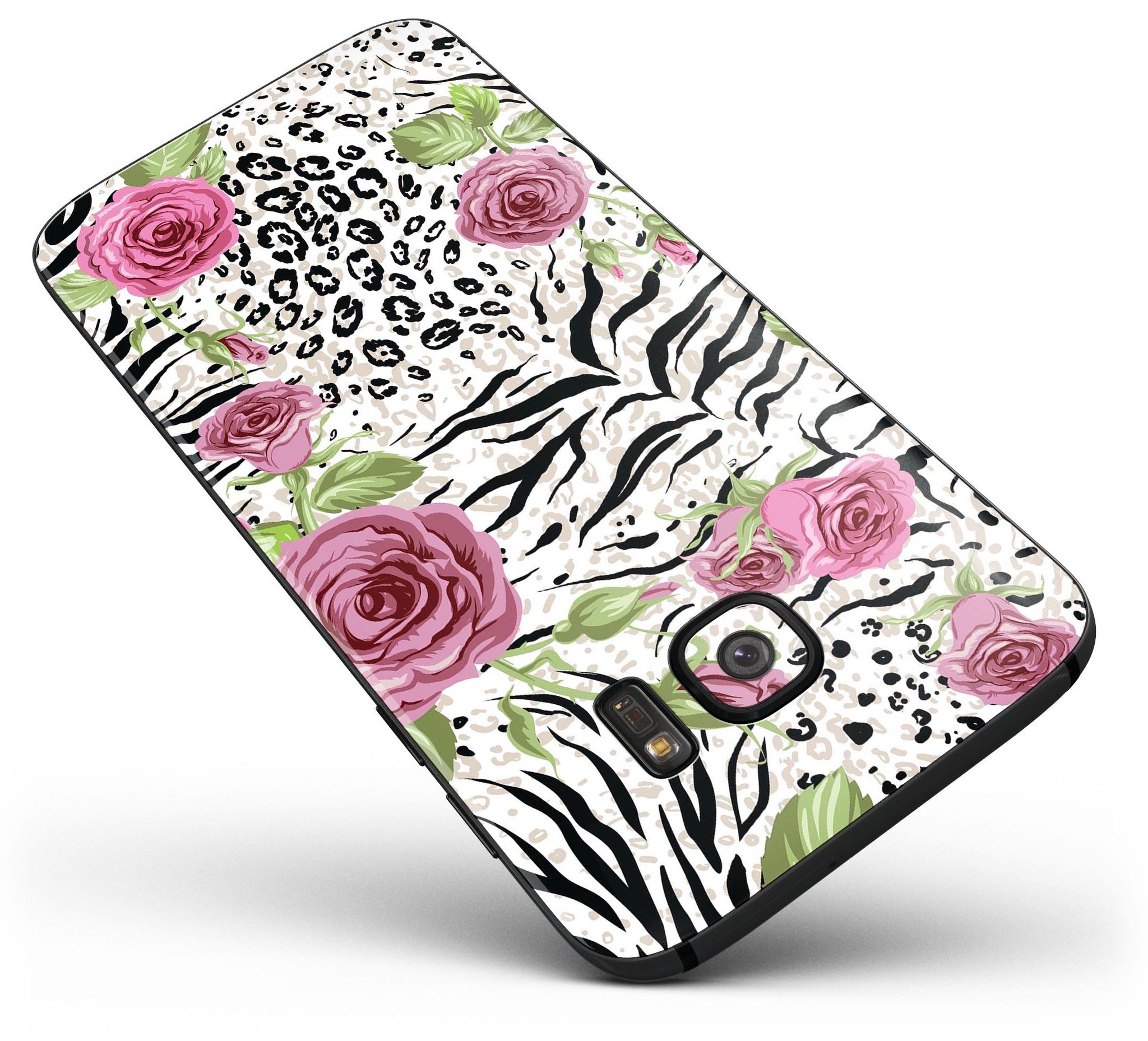 Animal Vibe Floral Full Body Skin-Kit for Samsung Galaxy S7, showcasing vibrant floral design and premium vinyl material.