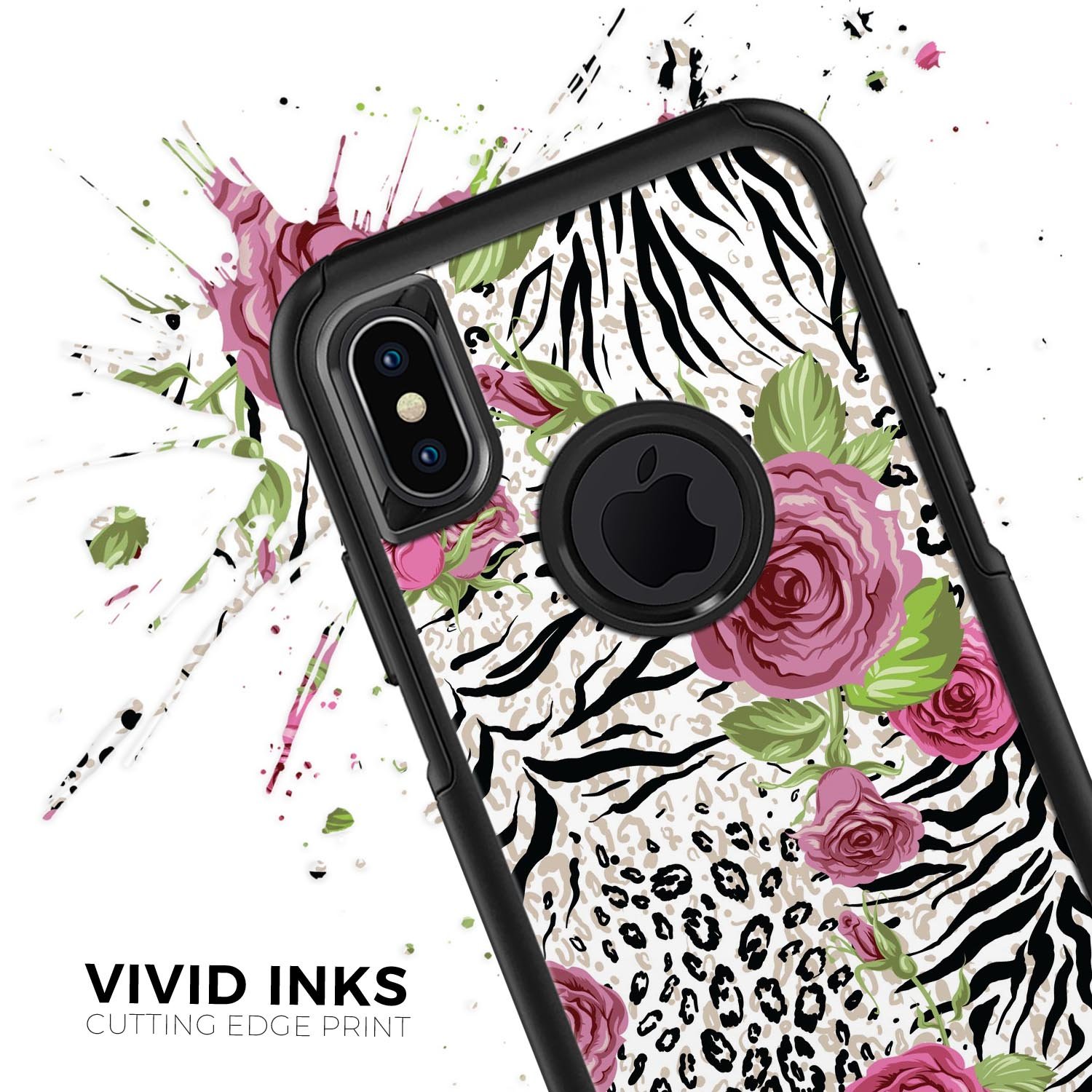Animal Vibe Floral Skin Kit for iPhone OtterBox Cases featuring vibrant floral design and ultra-thin protection.