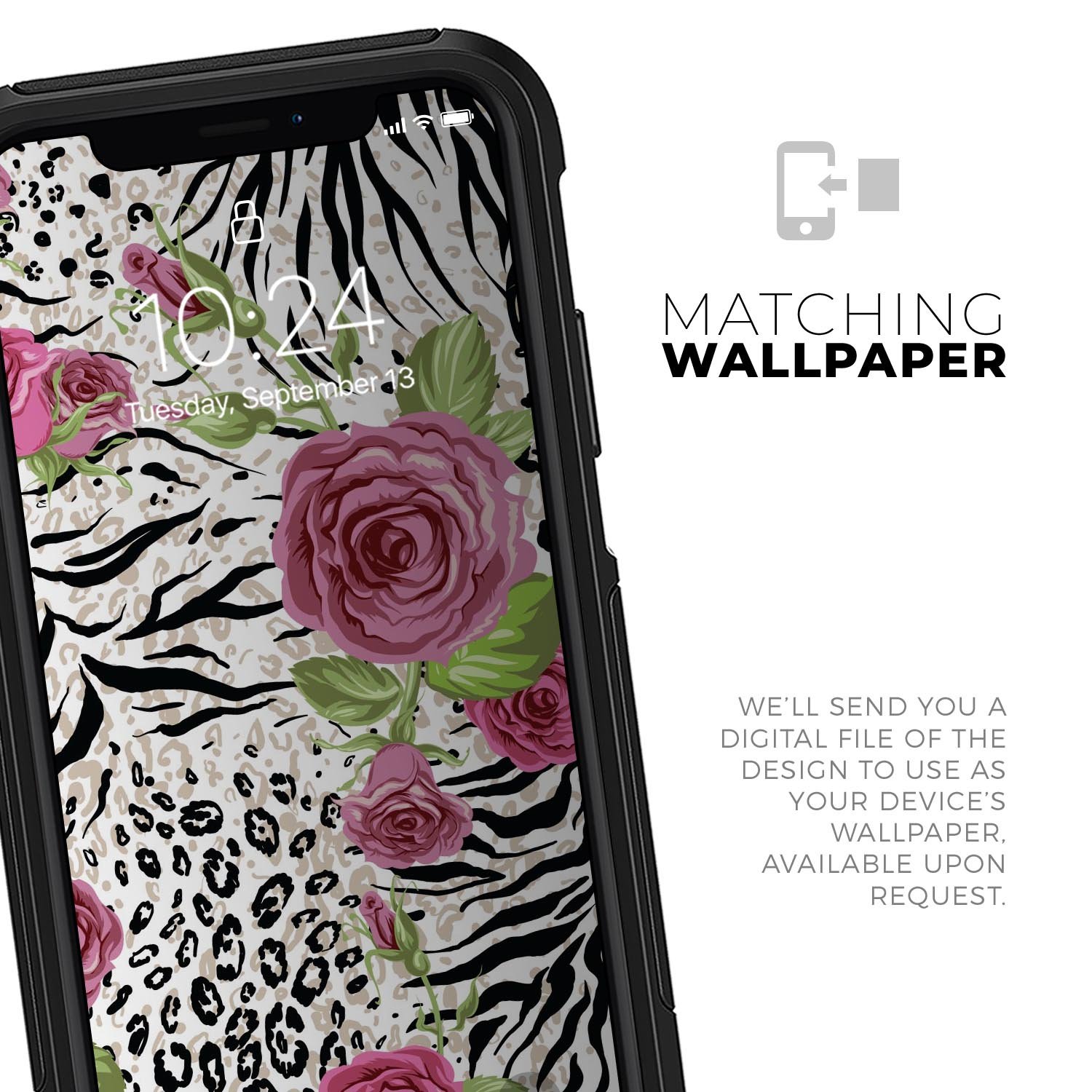 Animal Vibe Floral Skin Kit for iPhone OtterBox Cases featuring vibrant floral design and ultra-thin protection.