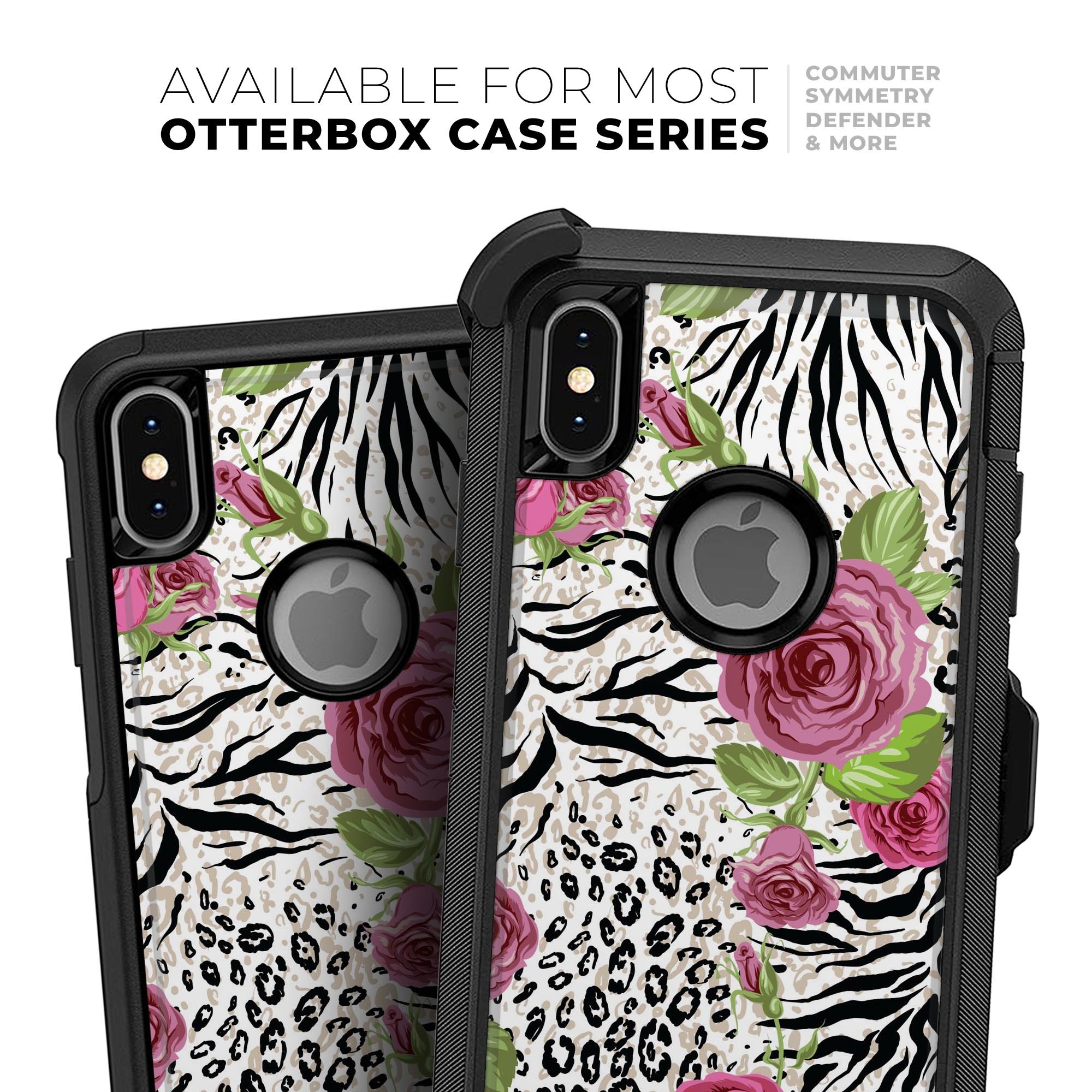 Animal Vibe Floral Skin Kit for iPhone OtterBox Cases featuring vibrant floral design and ultra-thin protection.