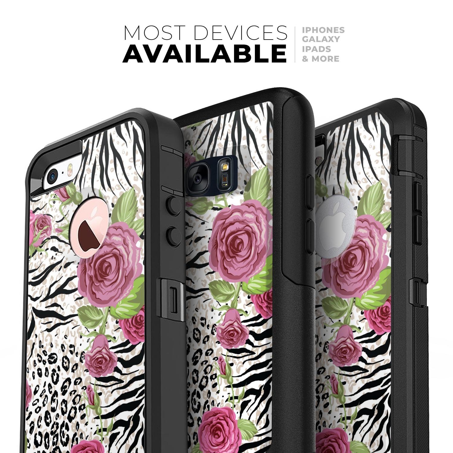 Animal Vibe Floral Skin Kit for iPhone OtterBox Cases featuring vibrant floral design and ultra-thin protection.