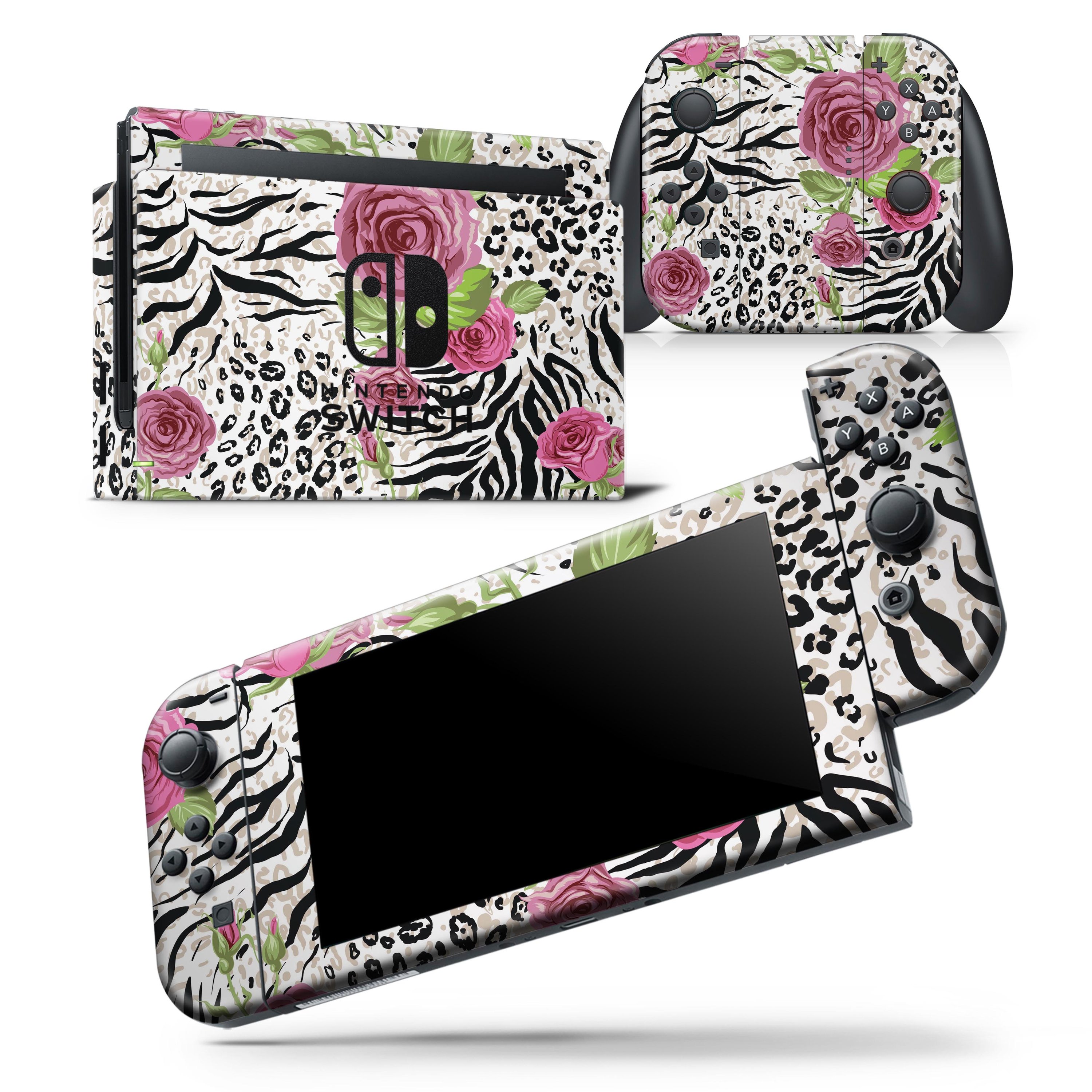 Animal Vibe Floral skin wrap decal for Nintendo Switch Lite, showcasing vibrant floral design and premium vinyl material.