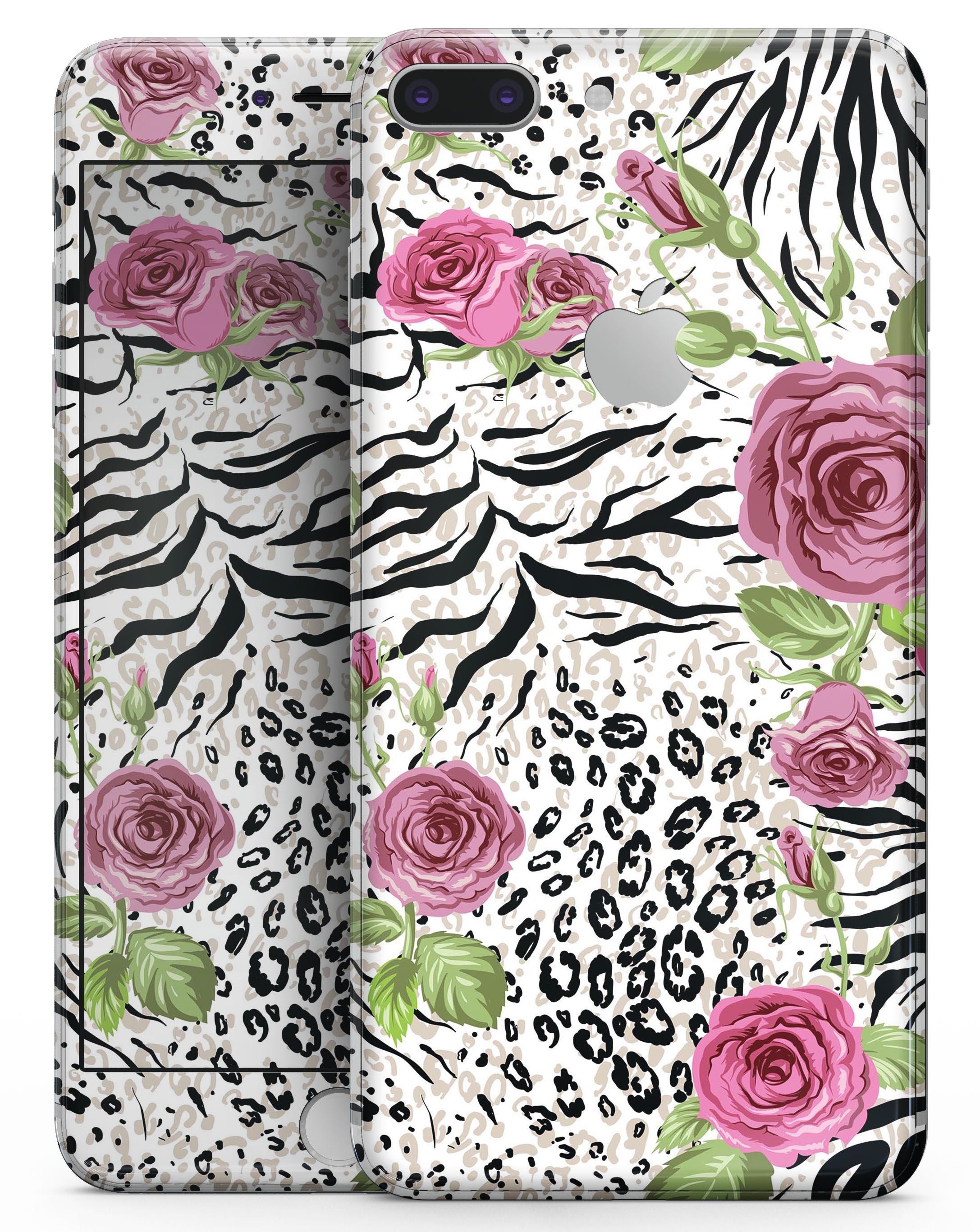 Animal Vibe Floral skin-kit for iPhone 8 and 8 Plus, showcasing vibrant floral design on premium vinyl material.