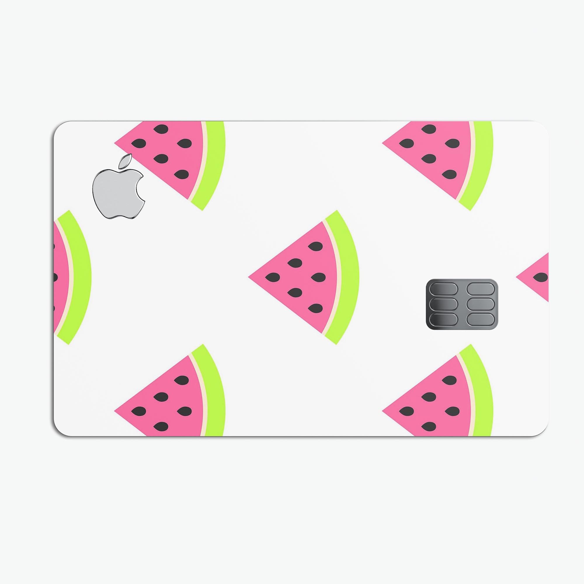 Animated Watermelon Pattern decal skin for Apple Card, showcasing vibrant colors and a protective design.