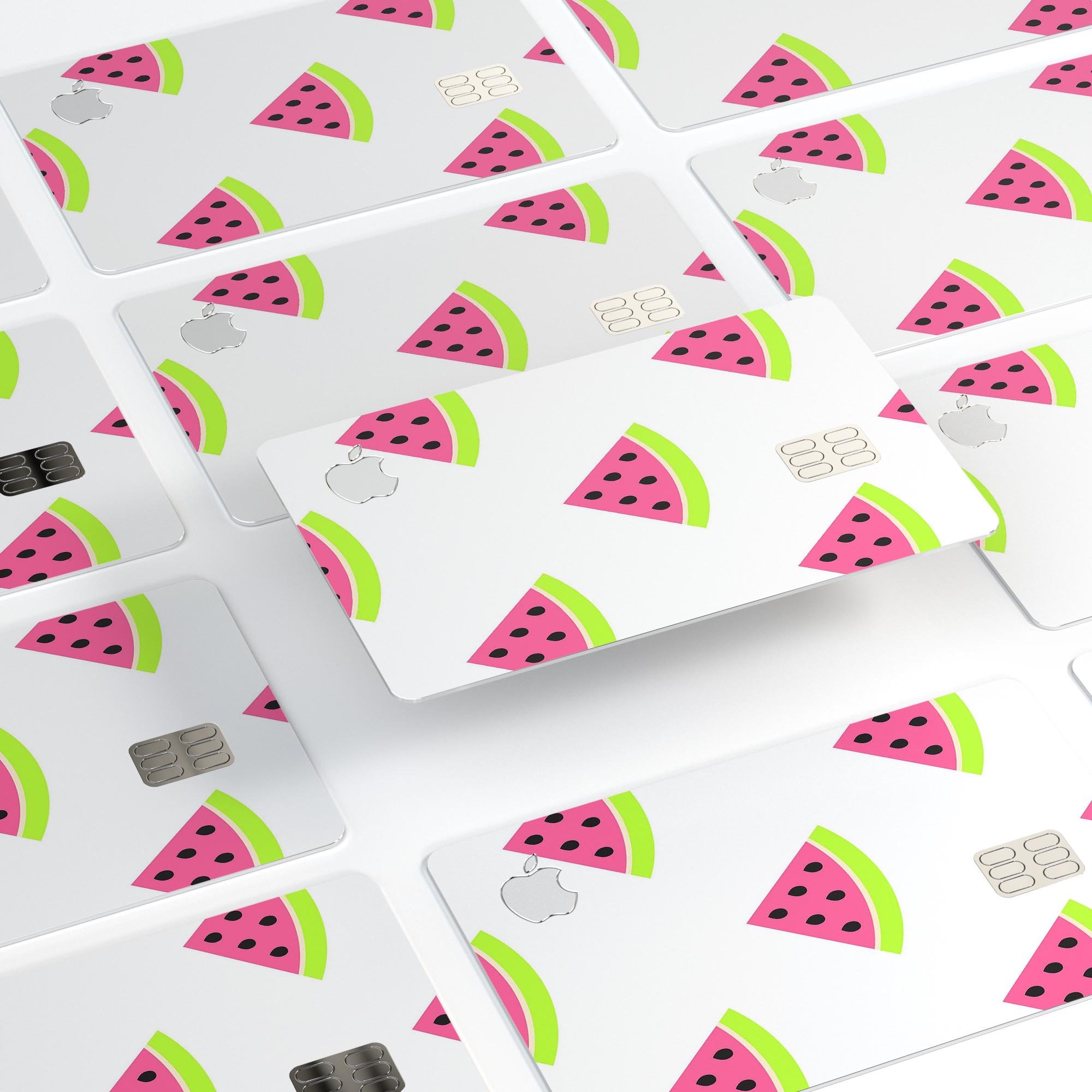 Animated Watermelon Pattern decal skin for Apple Card, showcasing vibrant colors and a protective design.