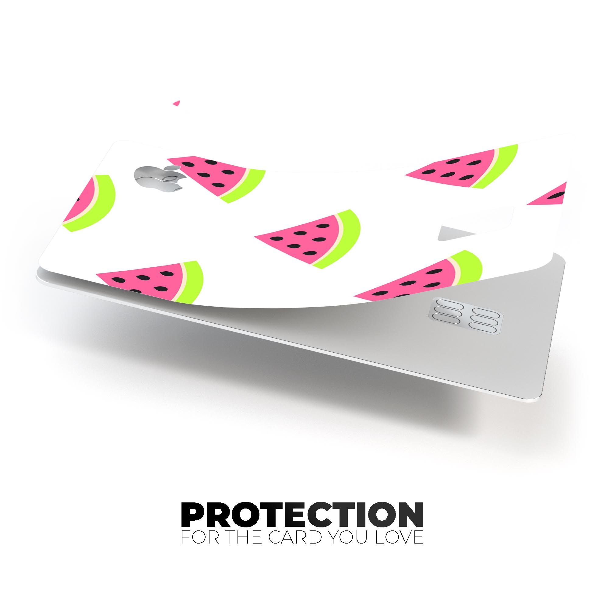 Animated Watermelon Pattern decal skin for Apple Card, showcasing vibrant colors and a protective design.