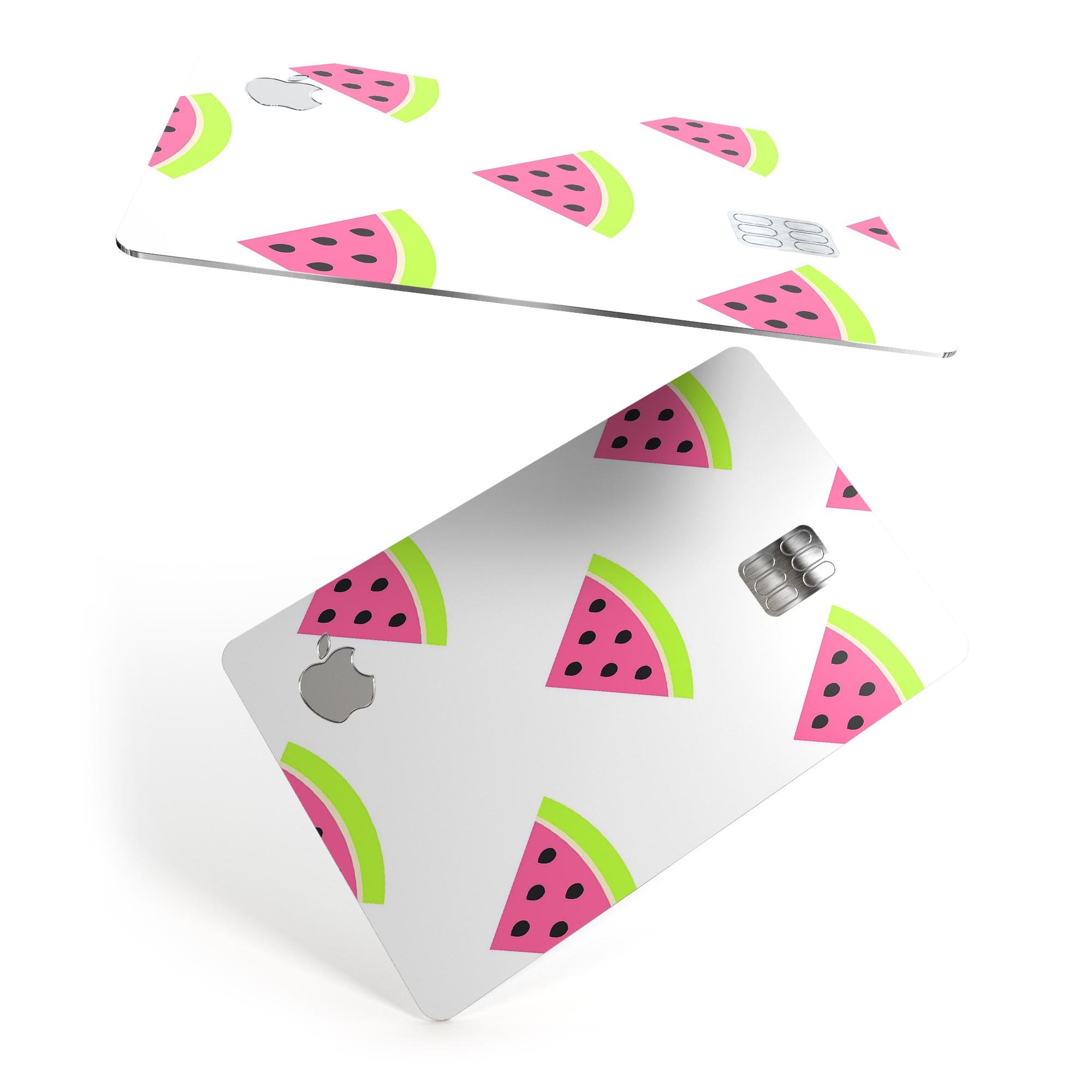Animated Watermelon Pattern decal skin for Apple Card, showcasing vibrant colors and a protective design.