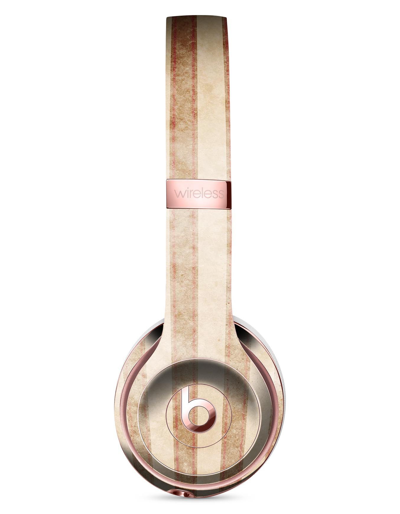 Antique Brown and White Vertical Stripes Skin Kit for Beats by Dre Solo 3 Wireless Headphones, showcasing a stylish design.