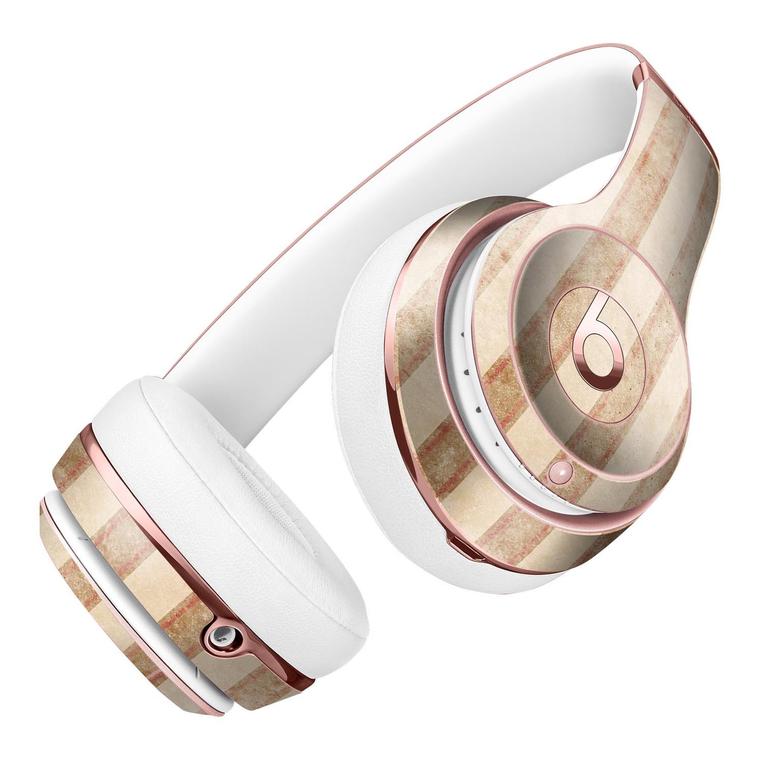 Antique Brown and White Vertical Stripes Skin Kit for Beats by Dre Solo 3 Wireless Headphones, showcasing a stylish design.