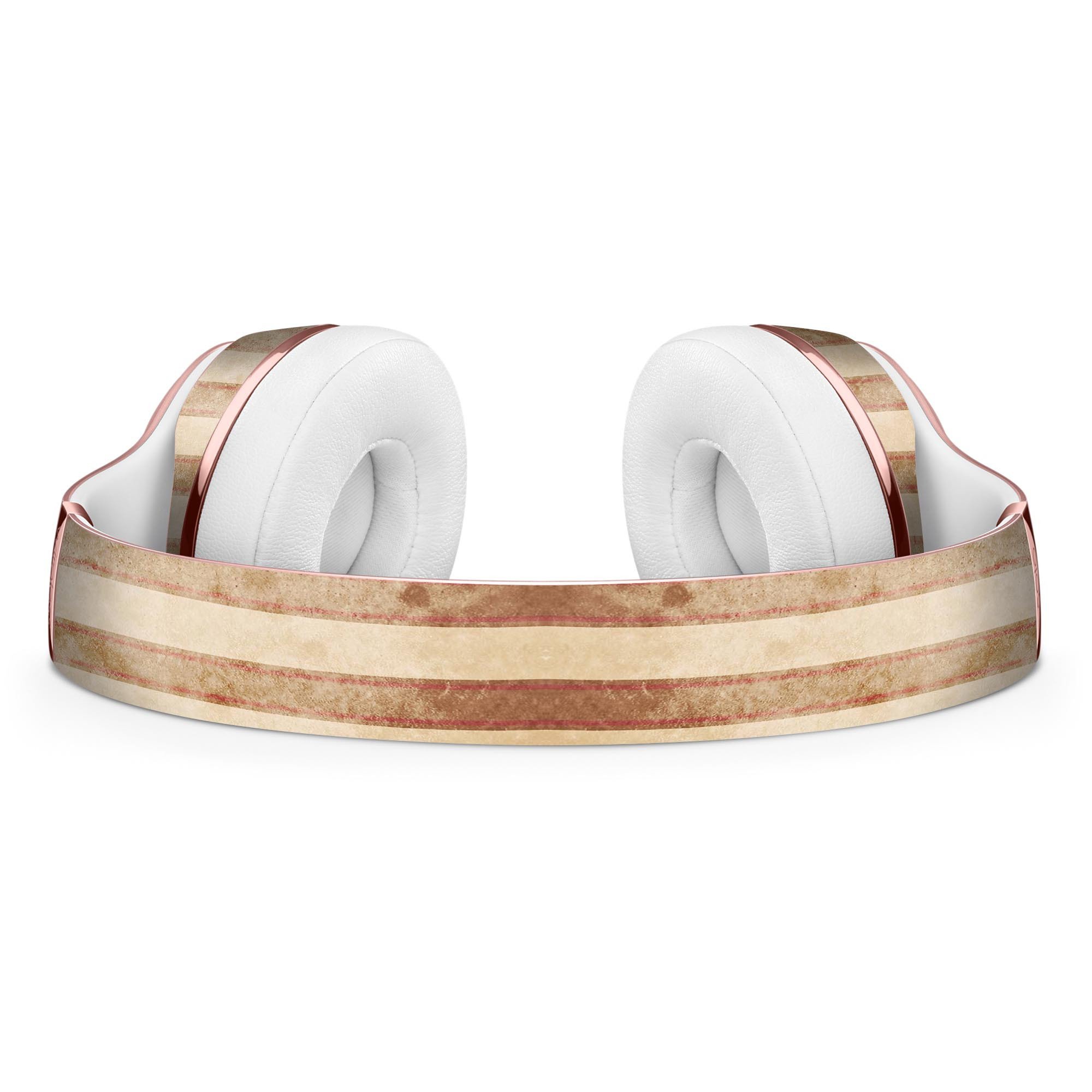 Antique Brown and White Vertical Stripes Skin Kit for Beats by Dre Solo 3 Wireless Headphones, showcasing a stylish design.