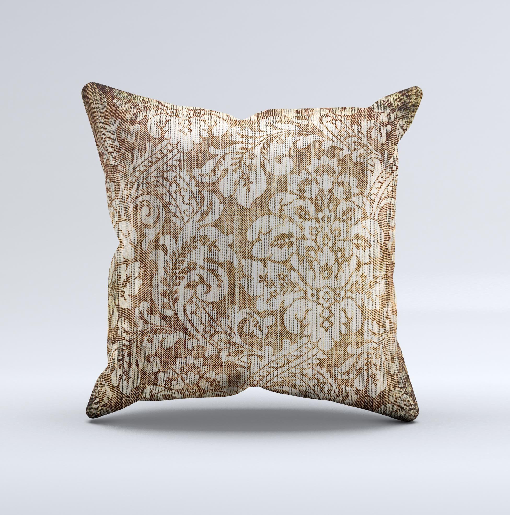 Antique Floral Lace Pattern Ink-Fuzed Decorative Throw Pillow showcasing intricate floral designs and a soft texture, perfect for home decor.