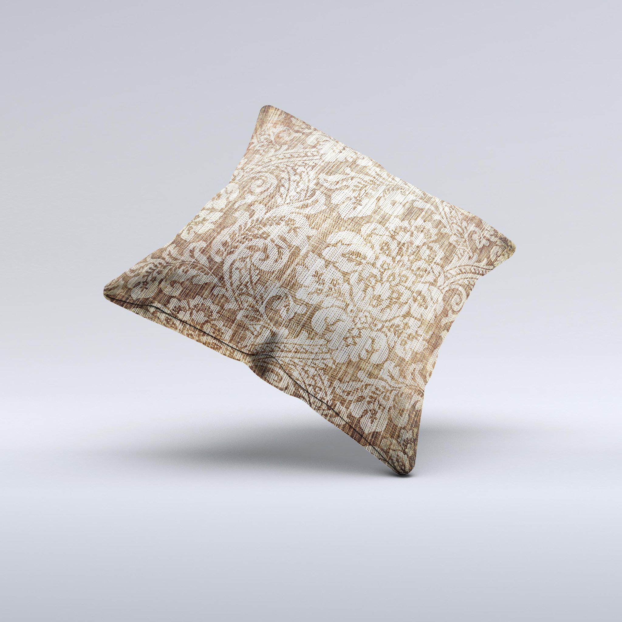 Antique Floral Lace Pattern Ink-Fuzed Decorative Throw Pillow showcasing intricate floral designs and a soft texture, perfect for home decor.