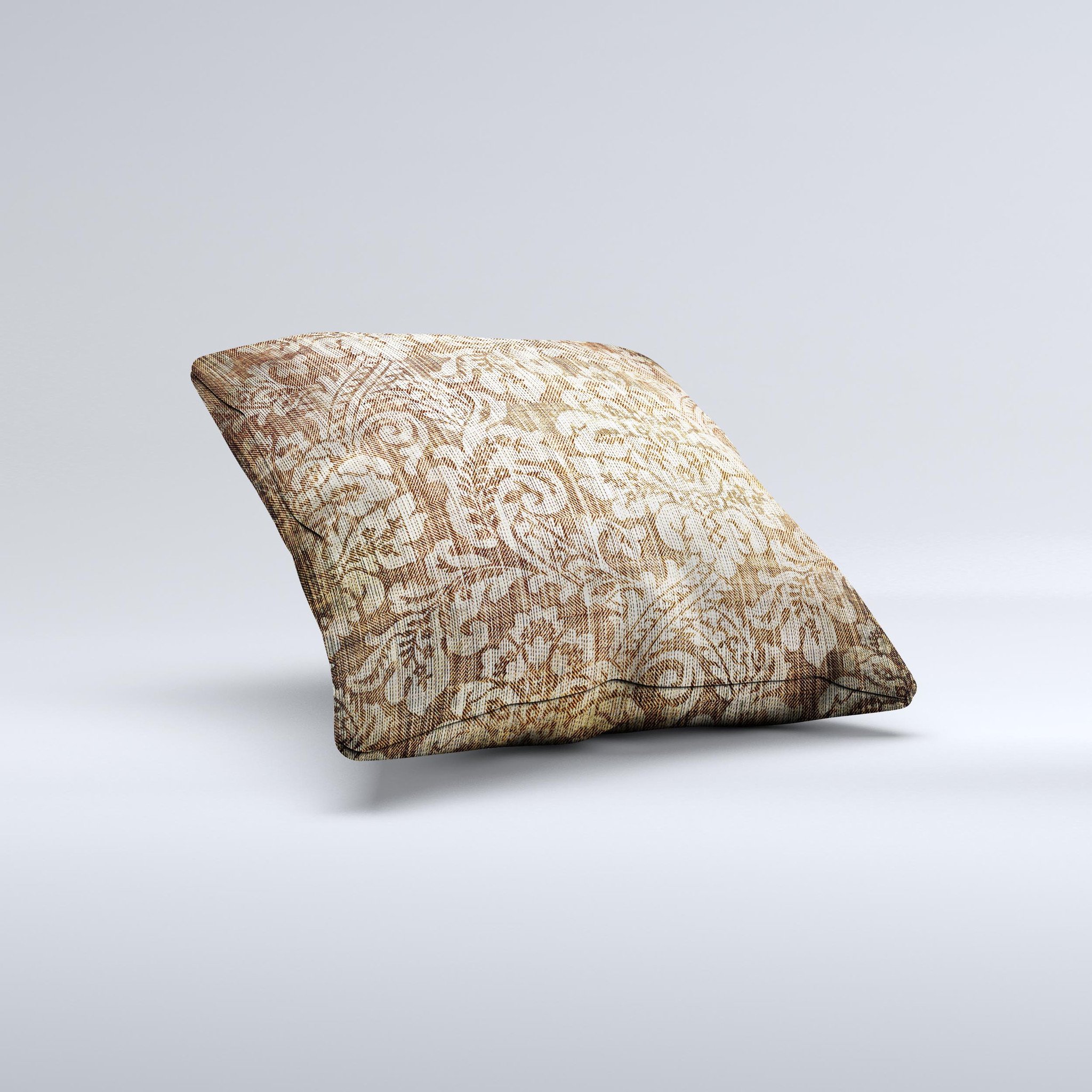 Antique Floral Lace Pattern Ink-Fuzed Decorative Throw Pillow showcasing intricate floral designs and a soft texture, perfect for home decor.