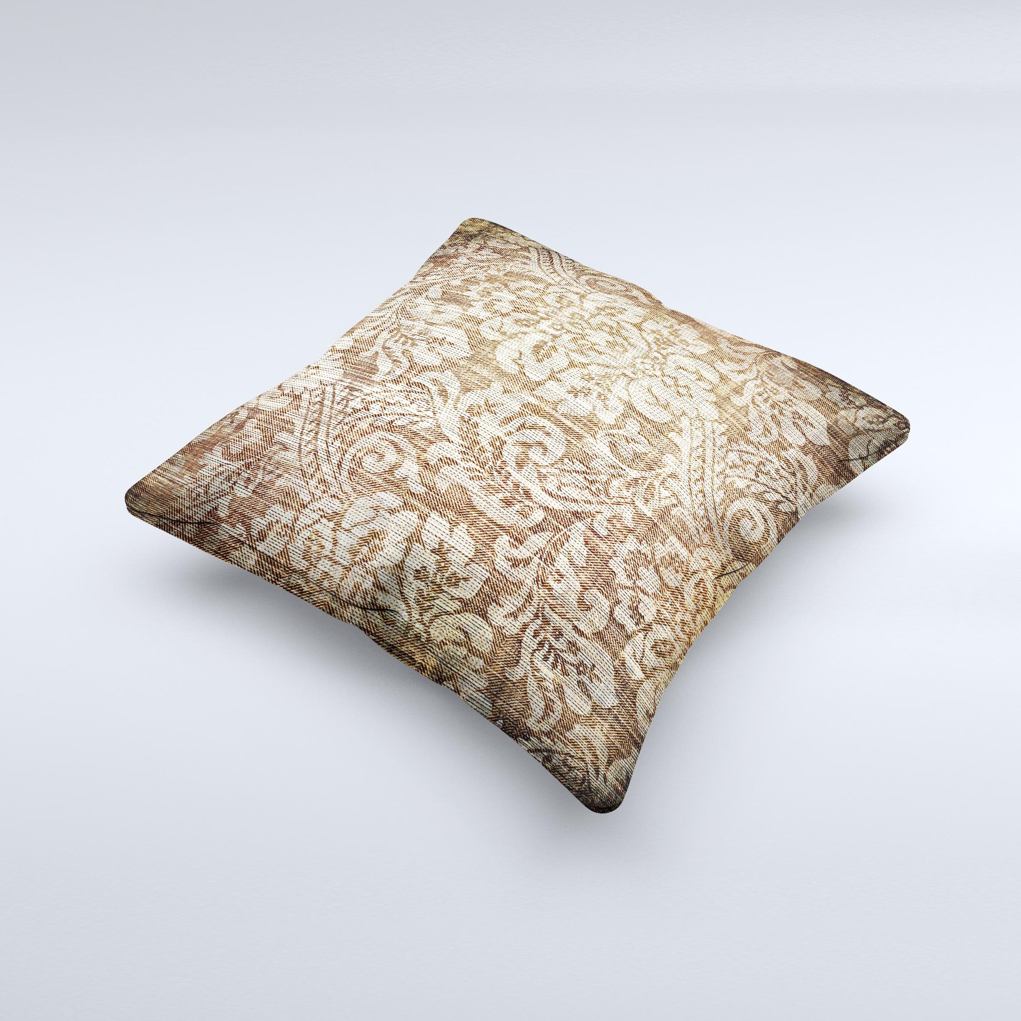 Antique Floral Lace Pattern Ink-Fuzed Decorative Throw Pillow showcasing intricate floral designs and a soft texture, perfect for home decor.