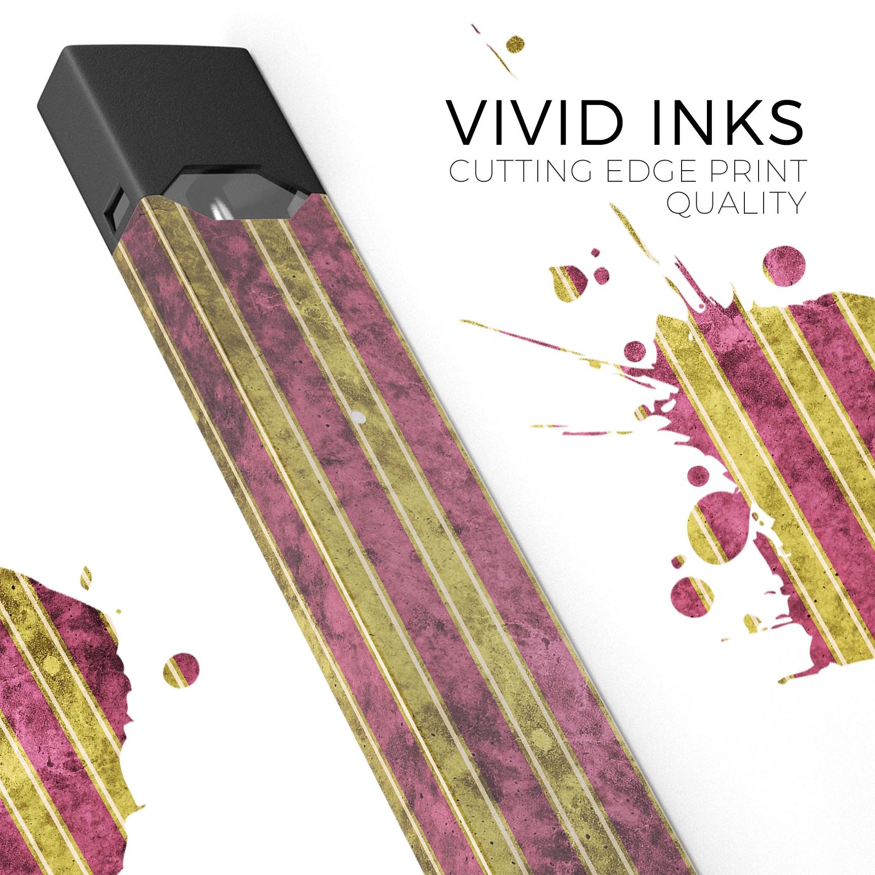Antique Maroon and Mustard Vertical Stripes decal for JUUL device, showcasing vibrant colors and a sleek design.