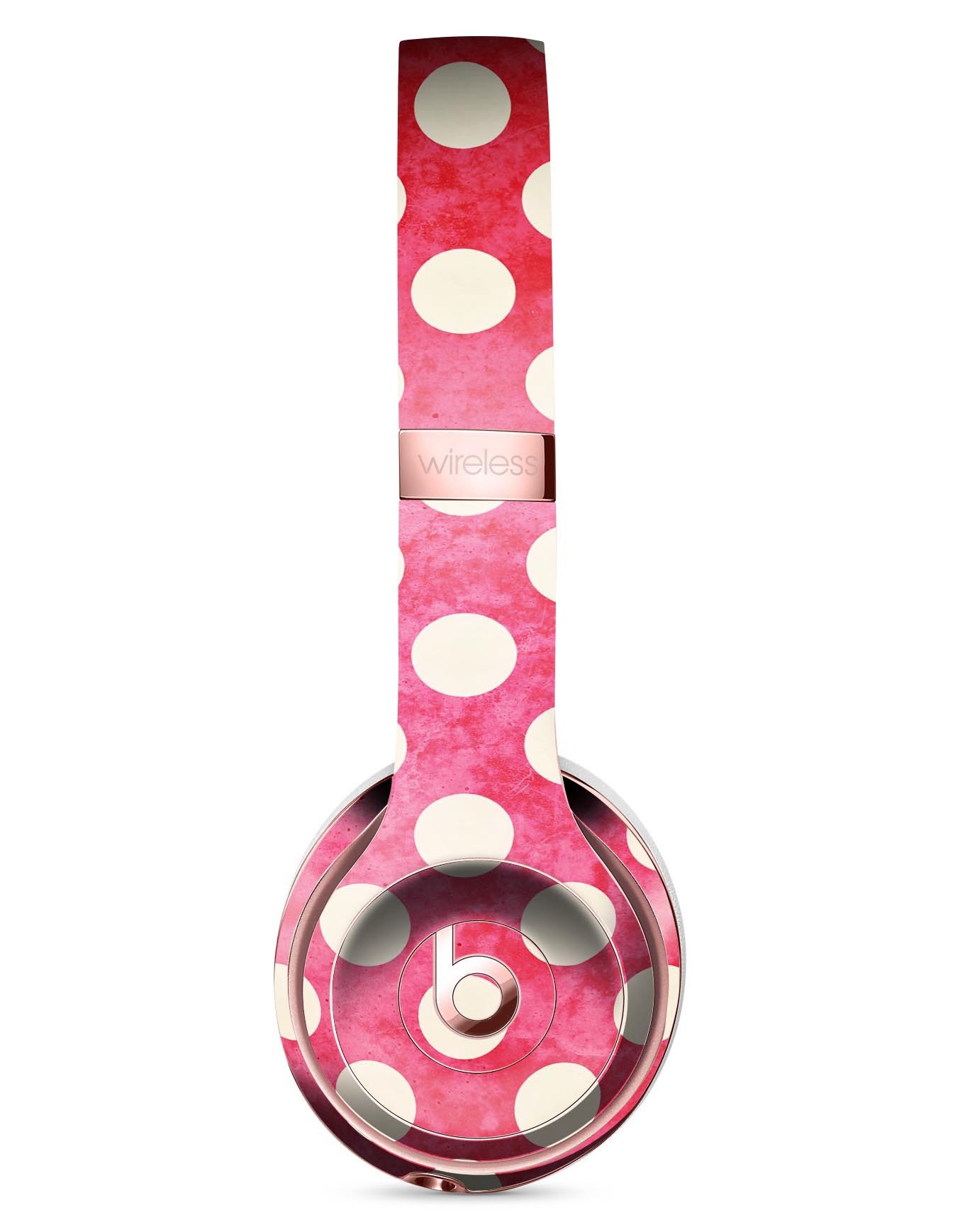 Antique Red and White Polkadot Skin Kit for Beats by Dre Solo 3 Wireless Headphones, showcasing vibrant colors and unique design.