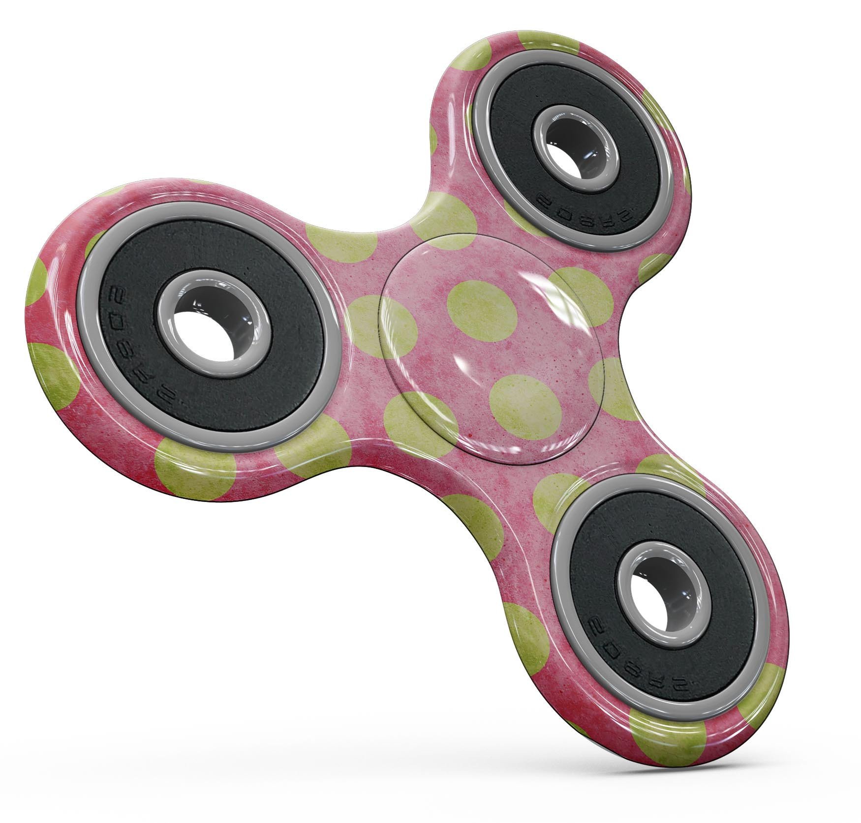Antique Red and Yellow Polkadot Pattern Full-Body Fidget Spinner skin, showcasing vibrant colors and a stylish design.