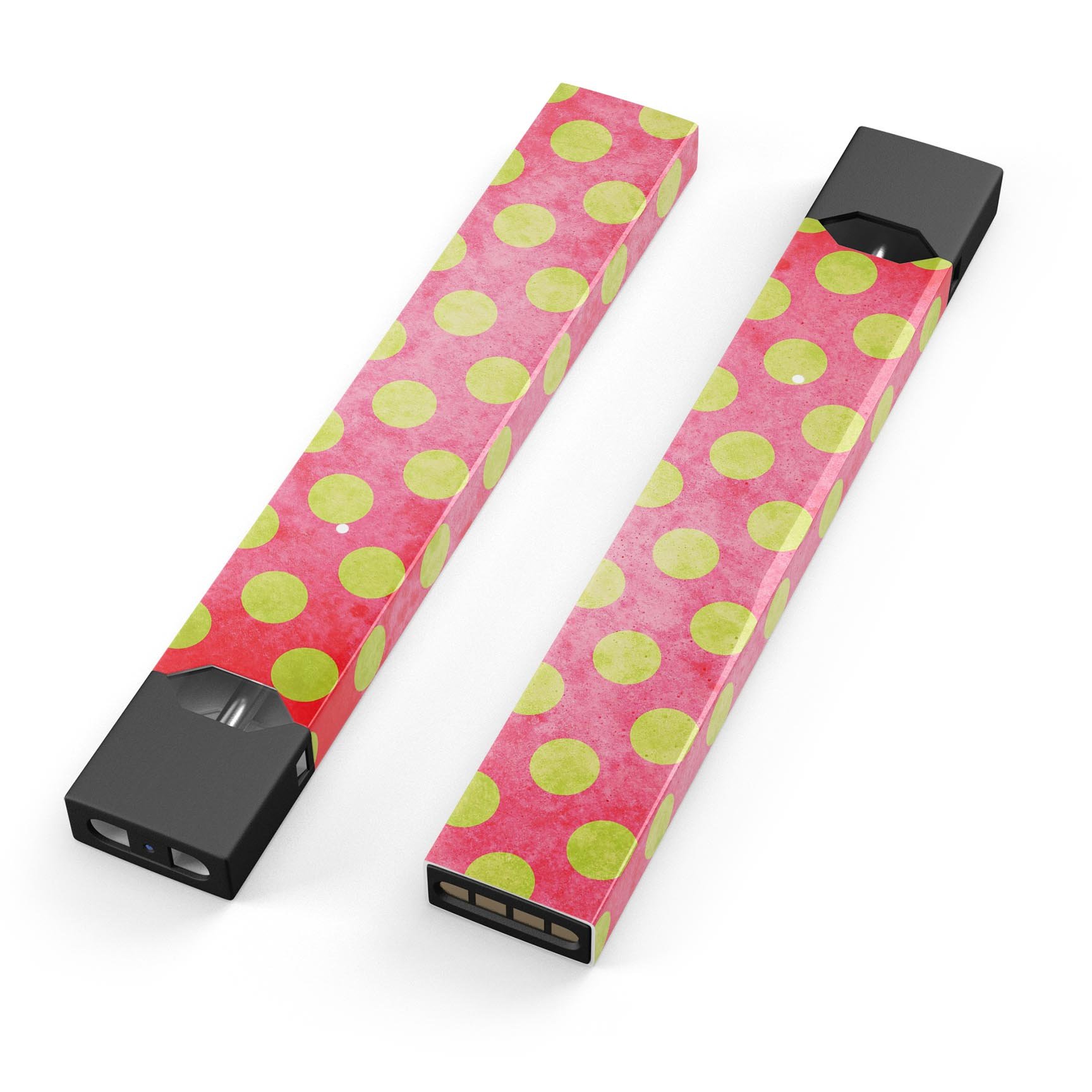 Antique Red and Yellow Polkadot Pattern decal for JUUL vaping device, showcasing vibrant colors and a stylish design.