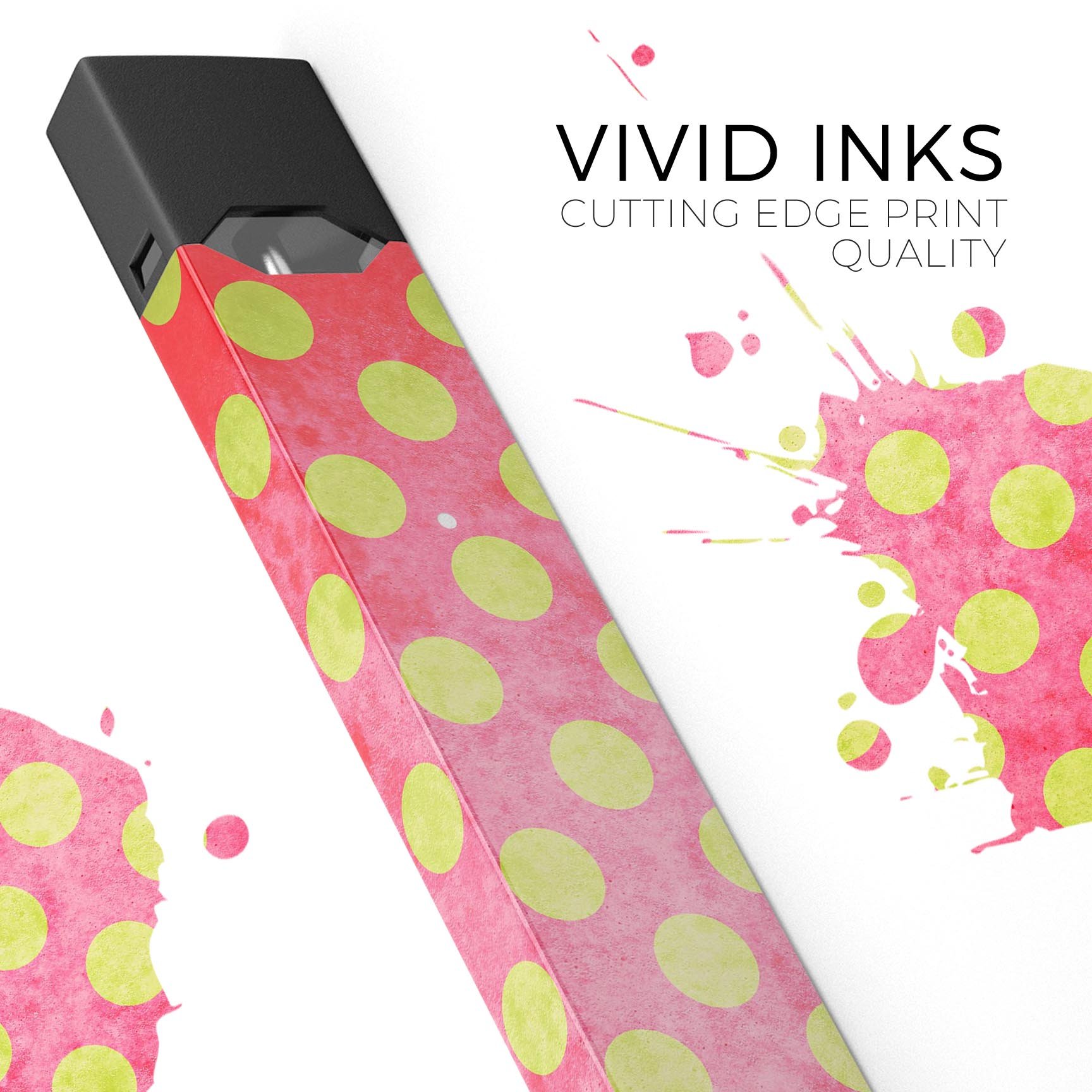 Antique Red and Yellow Polkadot Pattern decal for JUUL vaping device, showcasing vibrant colors and a stylish design.