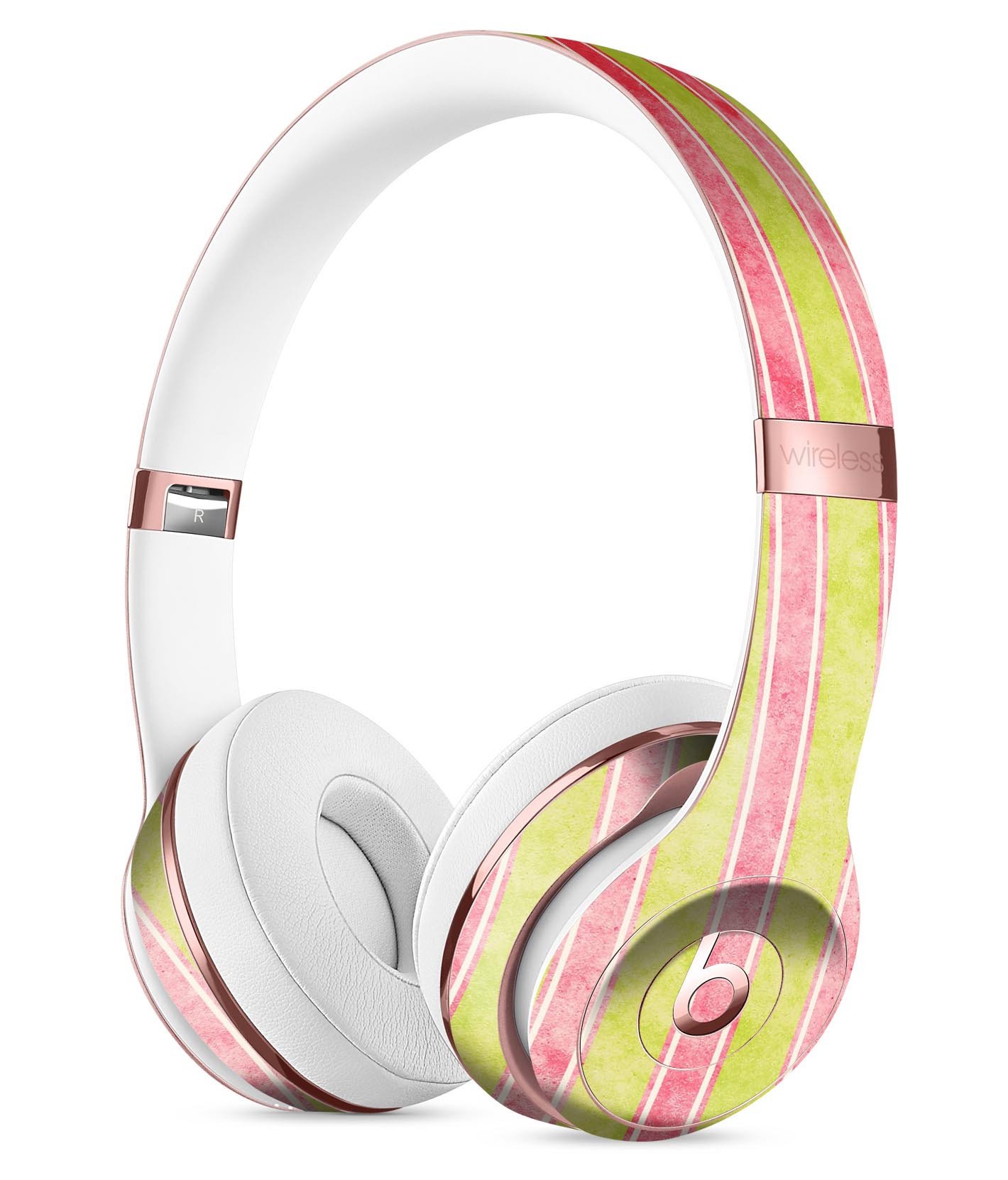 Antique Red and Yellow Vertical Stripes Skin Kit for Beats by Dre Solo 3 Wireless Headphones, showcasing vibrant colors and unique design.