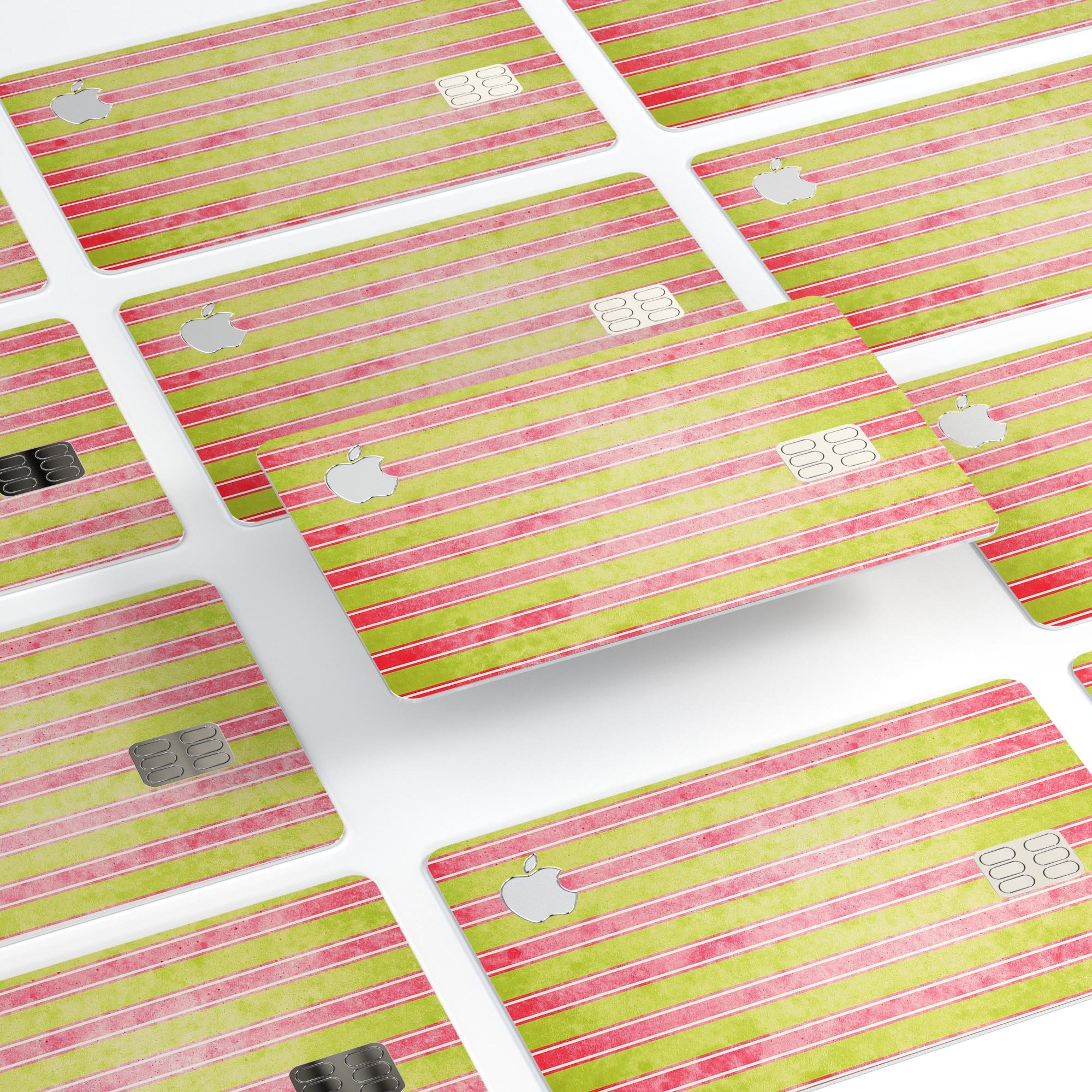 Antique Red and Yellow Vertical Stripes Premium Protective Decal for Apple Card, showcasing vibrant colors and a sleek design.