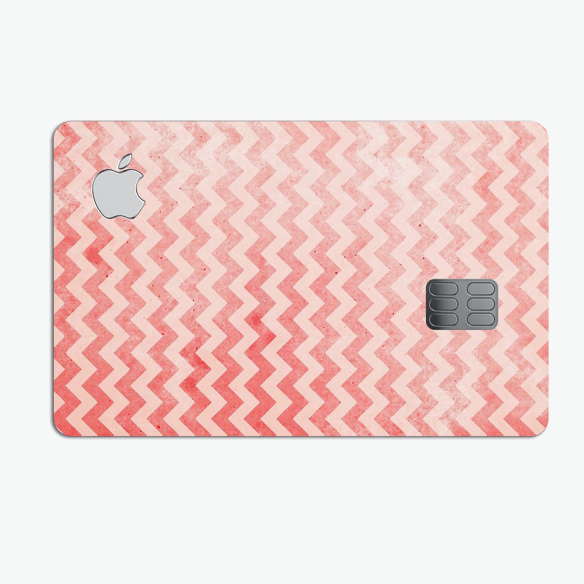 Antique Red Blush Chevron Pattern skin for Apple Card, showcasing a stylish design with premium vinyl protection.