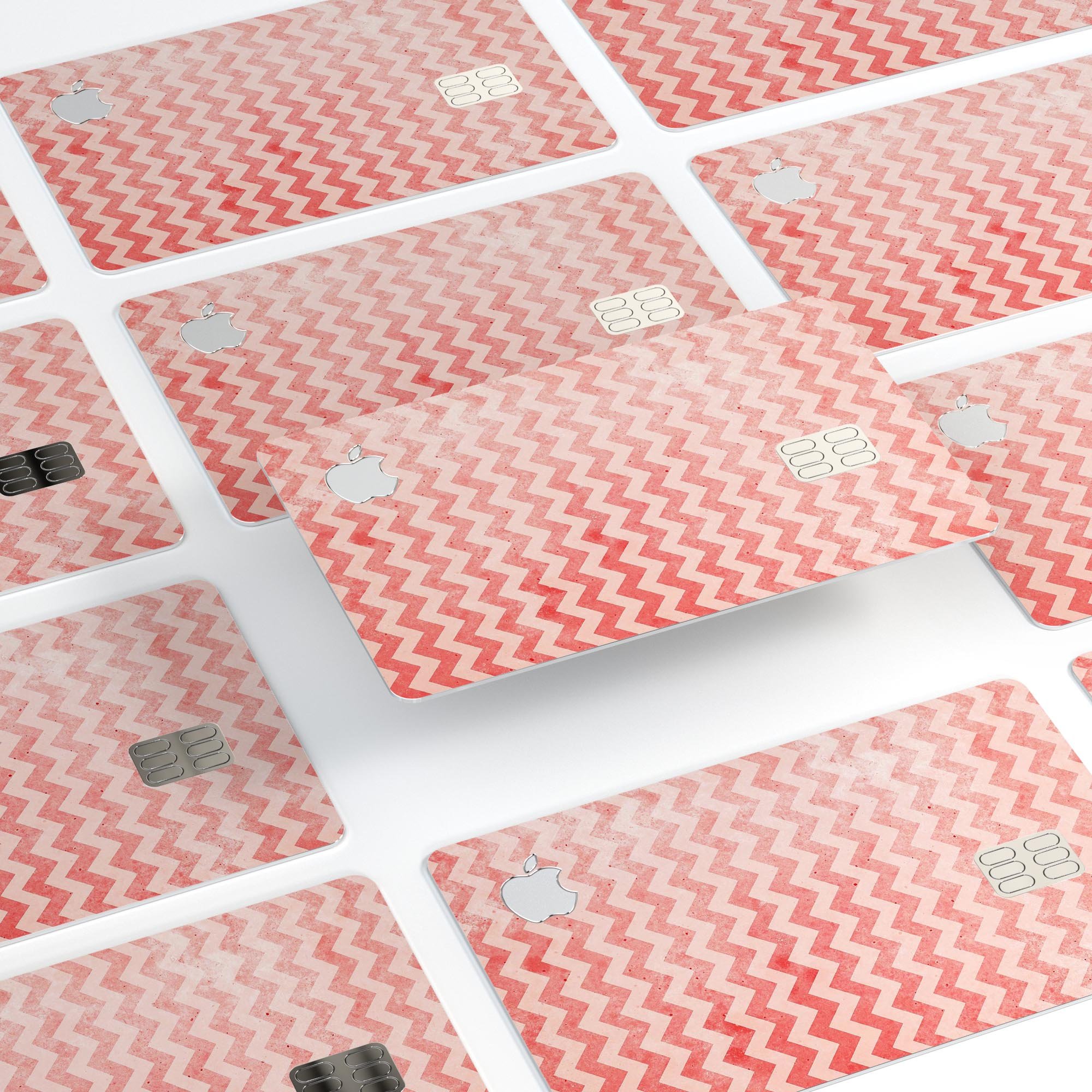 Antique Red Blush Chevron Pattern skin for Apple Card, showcasing a stylish design with premium vinyl protection.